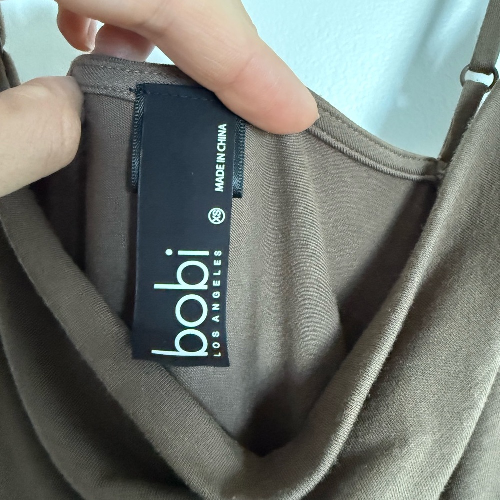 Bobi Ruched Slip Body Midi Dress - Picture 2 of 3